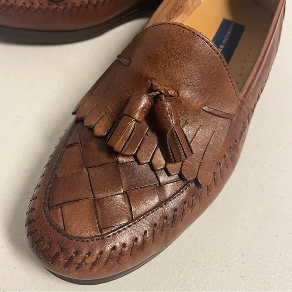 Giorgio Brutini Loafers Milan Shoes Mens Size 8 D Brown Leather Weave Tasseled - Picture 5 of 12